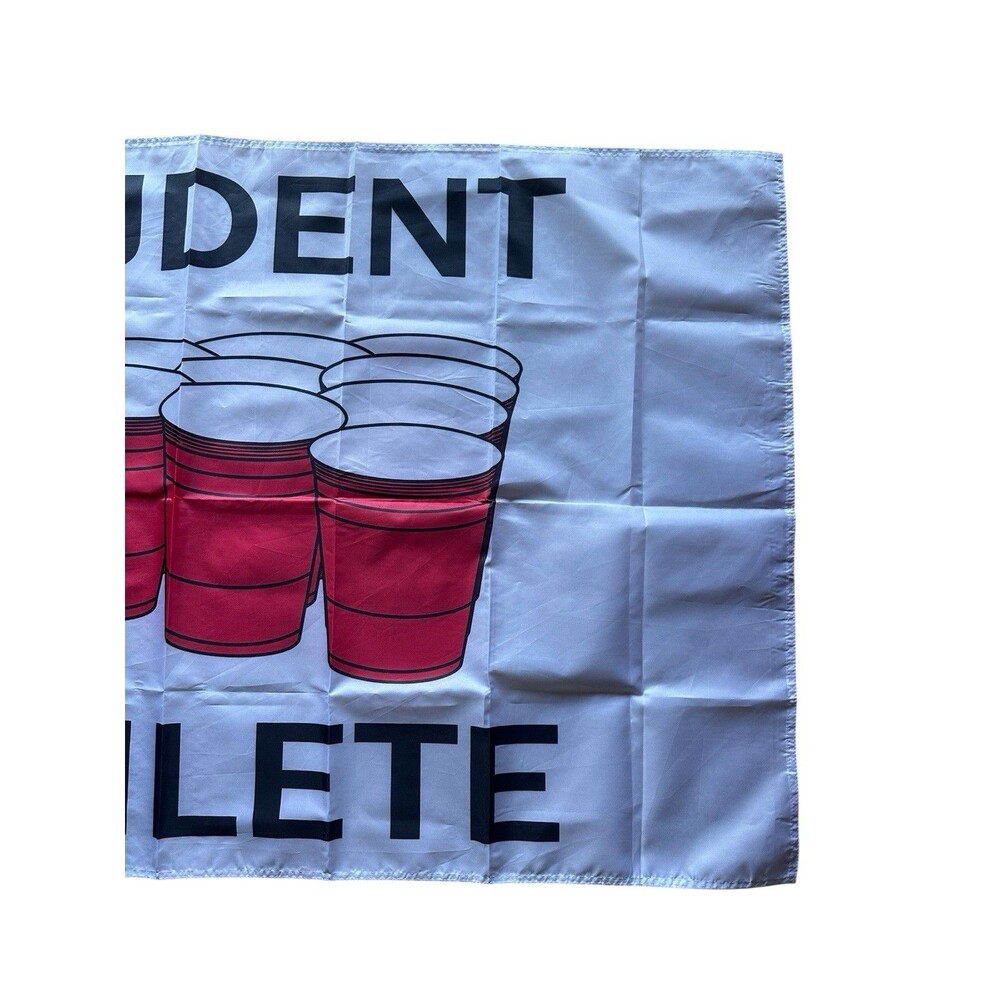 Student Athlete Beer Pong Funny College Student Flag White Dorm 5'x3' Tapestry - Picture 5 of 7